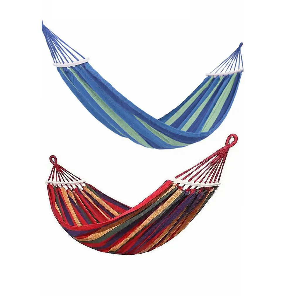 190*150Cm 2-Person Double Hammock Chair Striped Swing Anti-Rollover Outdoor Hammock for Outdoor Camping Travel for Lying Down