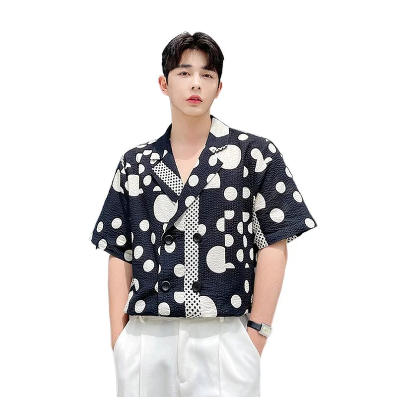 Summer Male Shirts Loose Casual Dont Double-Breasted Lightweight Breathable Short Sleeve Shirt for Men Vintage Dress Shirt