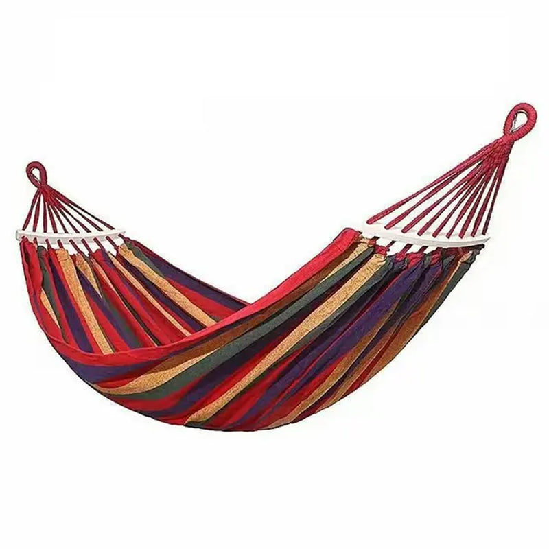 190*150Cm 2-Person Double Hammock Chair Striped Swing Anti-Rollover Outdoor Hammock for Outdoor Camping Travel for Lying Down