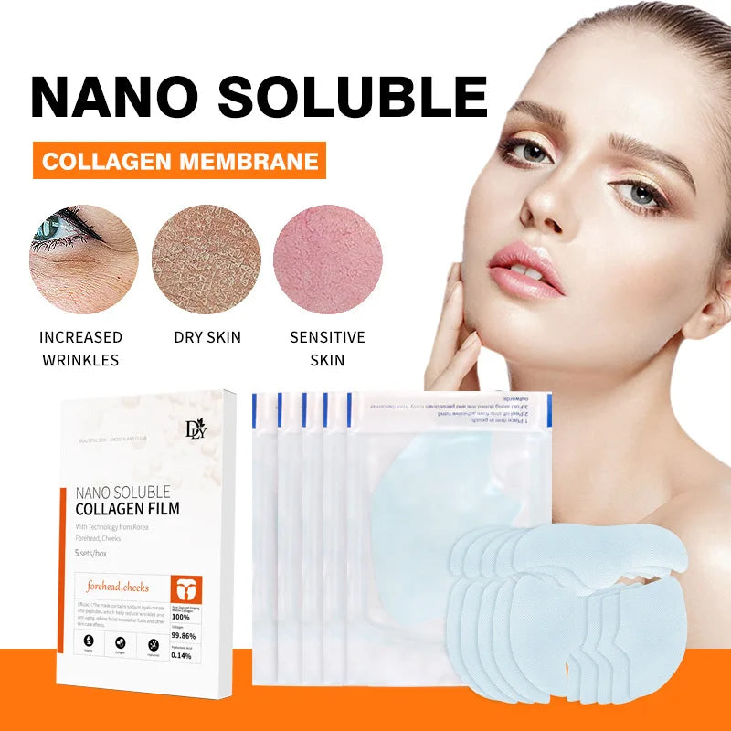 2024 Hydrolyzed Collagen Face Mask Serum Spray Set Fade Fine Lines Facial Essence Soluble Face Filler Film Anti Wrinkle Skin Care Set