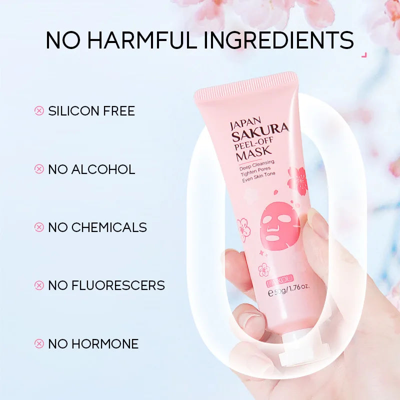 Sakura Peeling Face Mask Deep Cleansing Firming Brightening Blackhead Removed Tear off Mask Facial Skin Care 50G