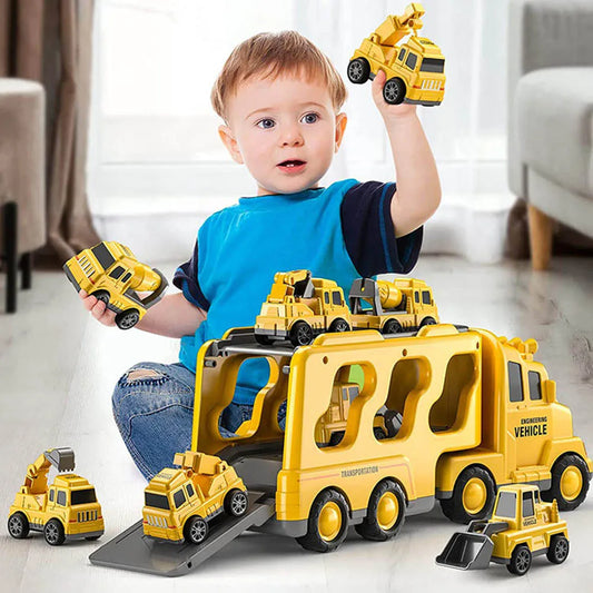 Double Layer Engineering Transport Vehicle Set Dazzling Lighting Sliding Puzzle And Cartoon Toy Car