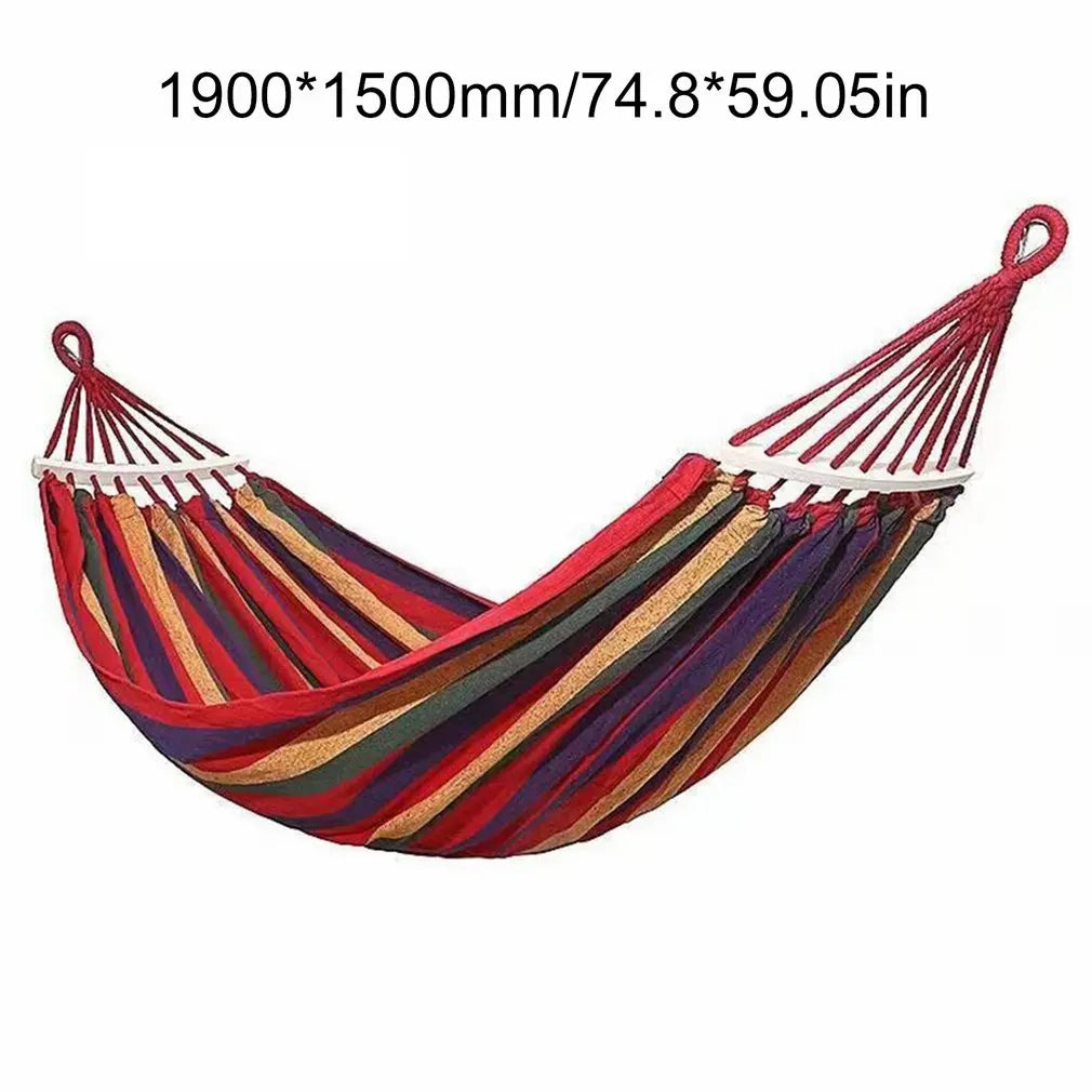 190*150Cm 2-Person Double Hammock Chair Striped Swing Anti-Rollover Outdoor Hammock for Outdoor Camping Travel for Lying Down